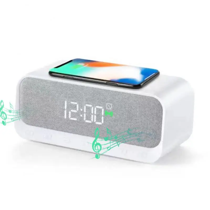 

W28 Clock Wireless Charging Bluetooth-compatible Speaker Compatible With FM Multi-function Wireless Charger Thermometer