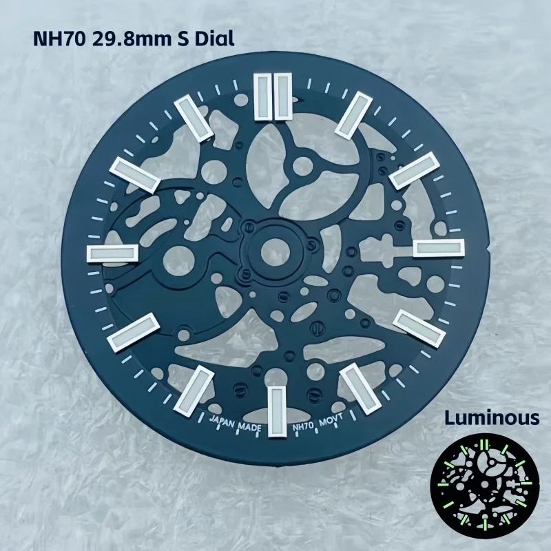 Фото NH70 29,8 мм Nautilus Skeleton Dial с логотипом S, ночное свечение для калибра NH70/NH38, аксессуары для модификации часов №3