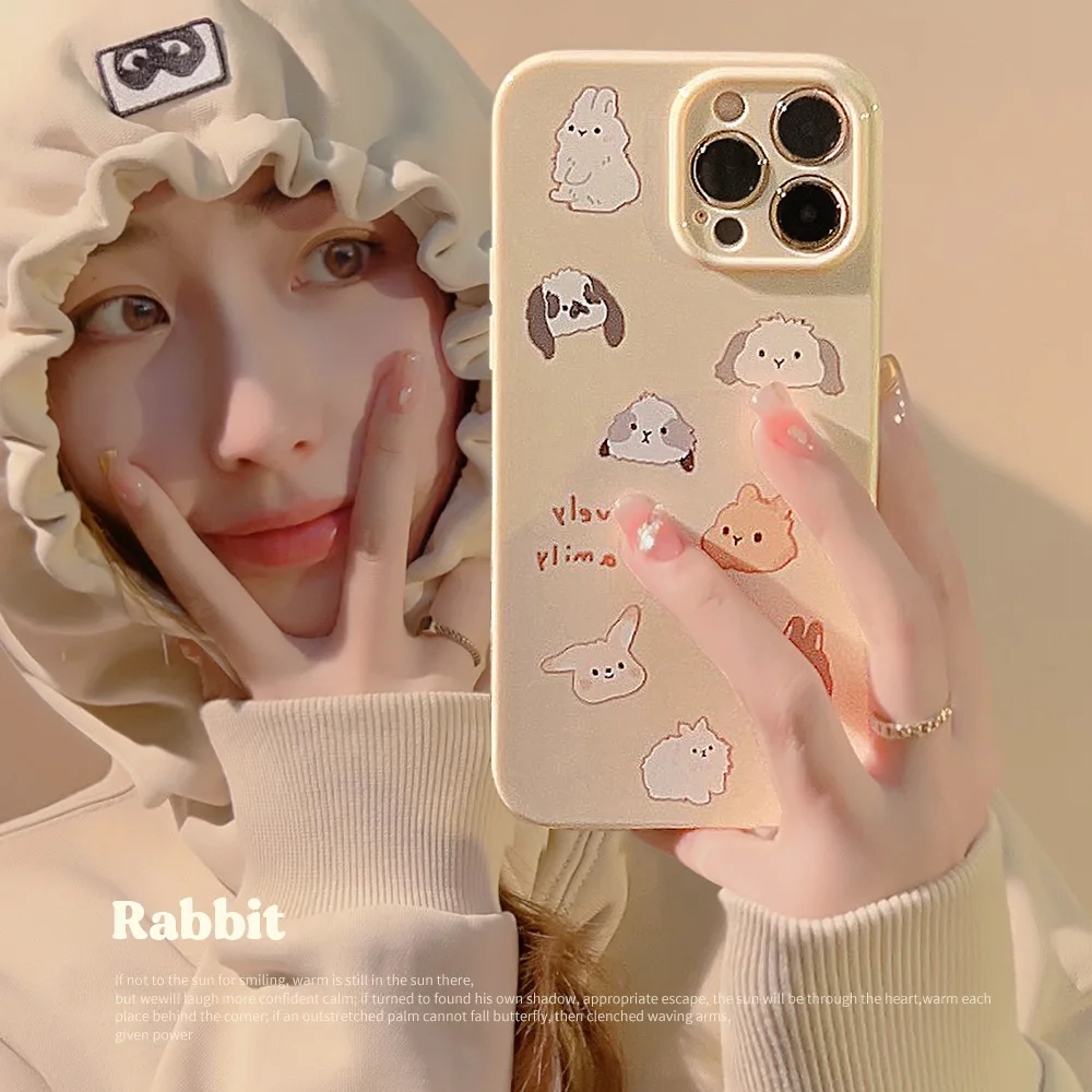 

Milk yellow, soft and cute rabbit head portrait Phone Case For iphone 14 13 12 11 Pro Max X XR XSMAX 7 8 Plus SE TPU Case Cover