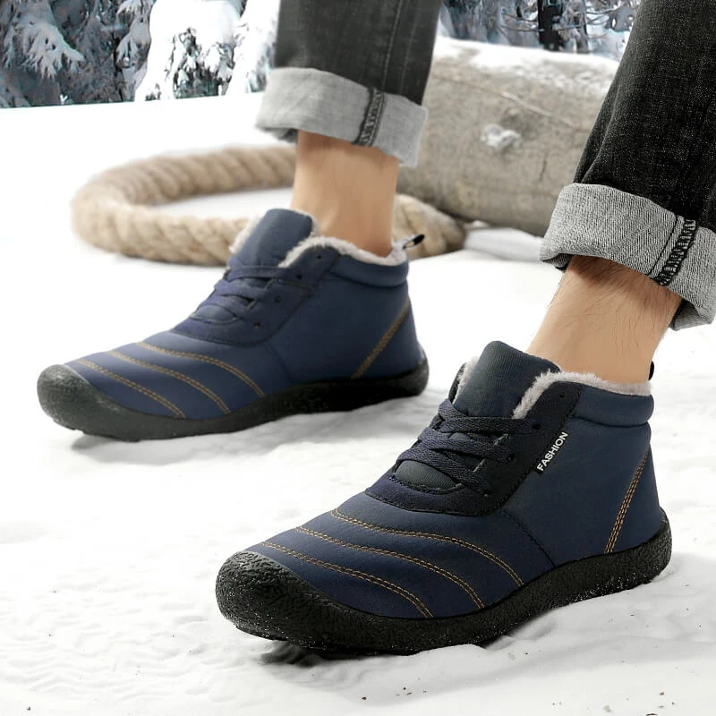 Winter Men Snow Boots Thicken Plush Lining Keep Warm Boots Waterproof Fabric Cotton-padded Shoes