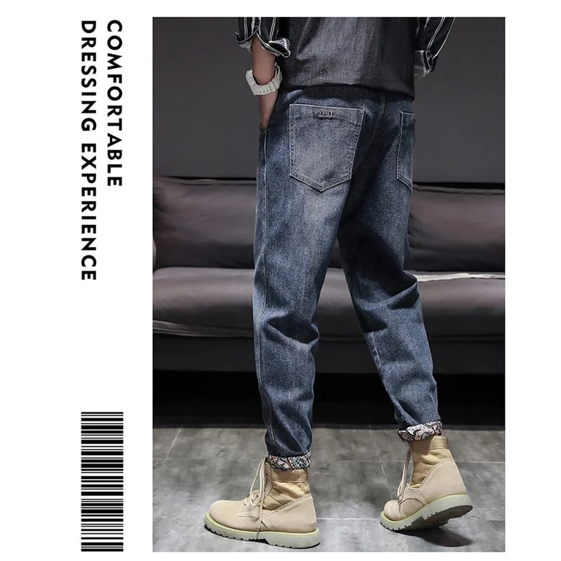 Men Clothing Autumn and Winter New Straight Loose Cylinder Jeans Vintage Chaopai Comfortable Blue High-end Casual Pants Women