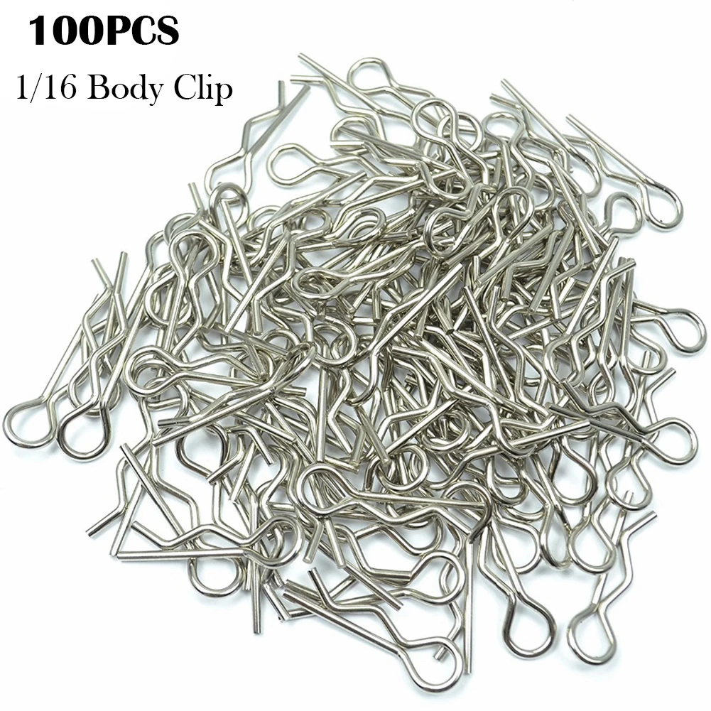 

100pcs RC Car Bodyshell Clips Pins Stainless R Shape For Traxxas 1/16 RC Buggy RC Rock Crawler Vehicle Models