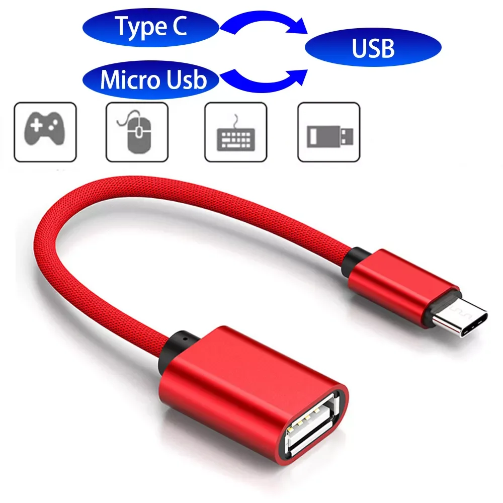 

2Type Micro USB OTG Cable Type C To USB Adapter OTG Charging Type-C Micro Charger Data Cable Converter for Xiaomi Samsung Huawei