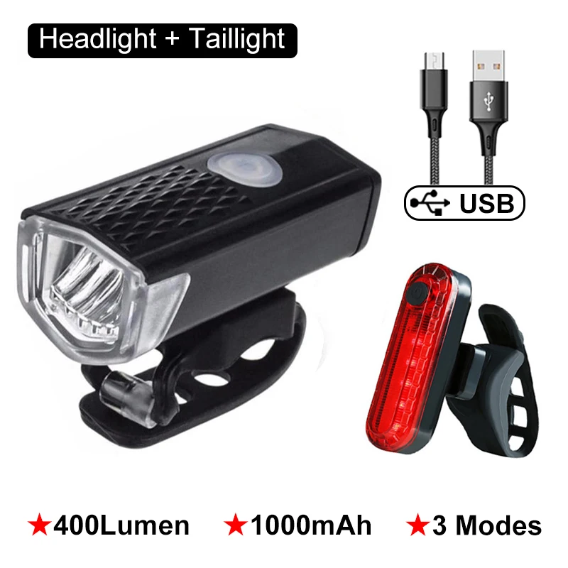 

Bike Light USB Rechargeable 400 Lumen 3 Mode Bicycle Front Light Road Mtb Lamp Bike Headlight Cycling LED Flashlight Lantern