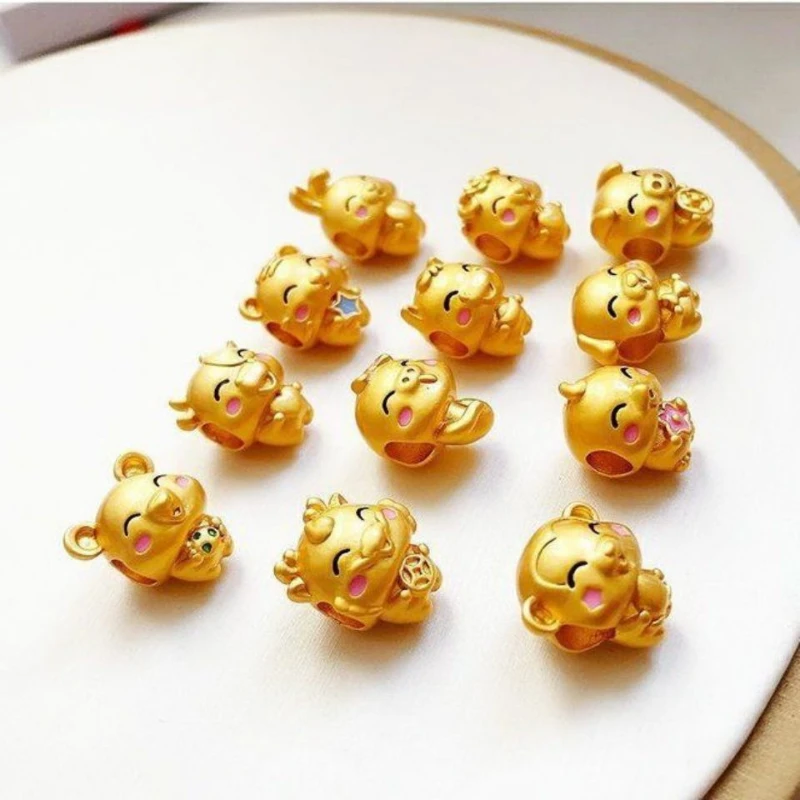 

DIY Weave Sand Gold Plated Twelve Zodiac Sign Charm Bracelet with Three Combined Lucky Beads for Men and Women Sand Gold Pendant