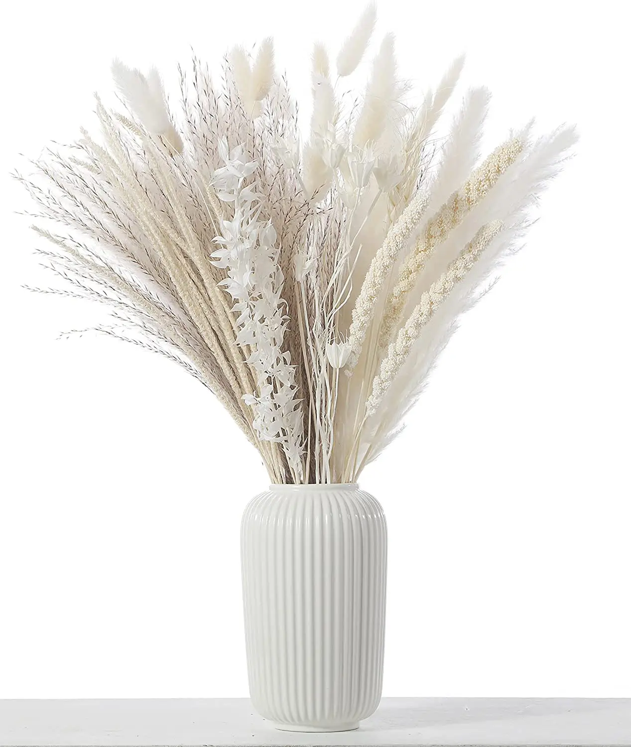 

85 Stems Dried Flowers Pompous Grass, Bunny Tails Natural Reed Grass Boho Home Decor Ideal for Wedding Decoration Dekoration