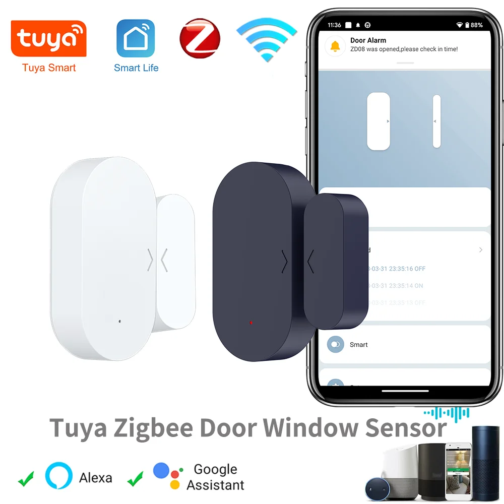 Датчик двери и окна Tuya Zigbee охранная сигнализация автоматизация умного дома
