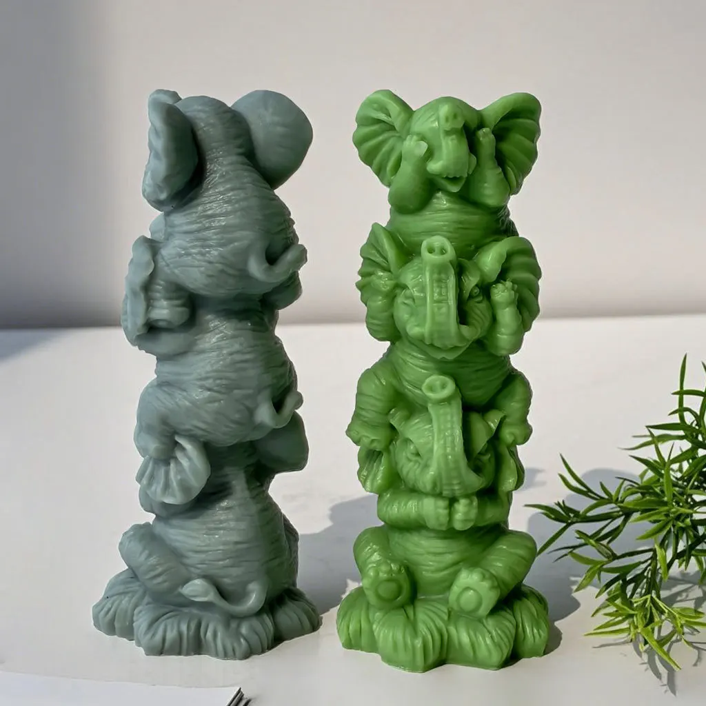 Фото DIY штабелирование слонов силиконовая форма мыло ручной работы аромат свечи гипсовая форма украшения дома ремесла изготовление форм №2