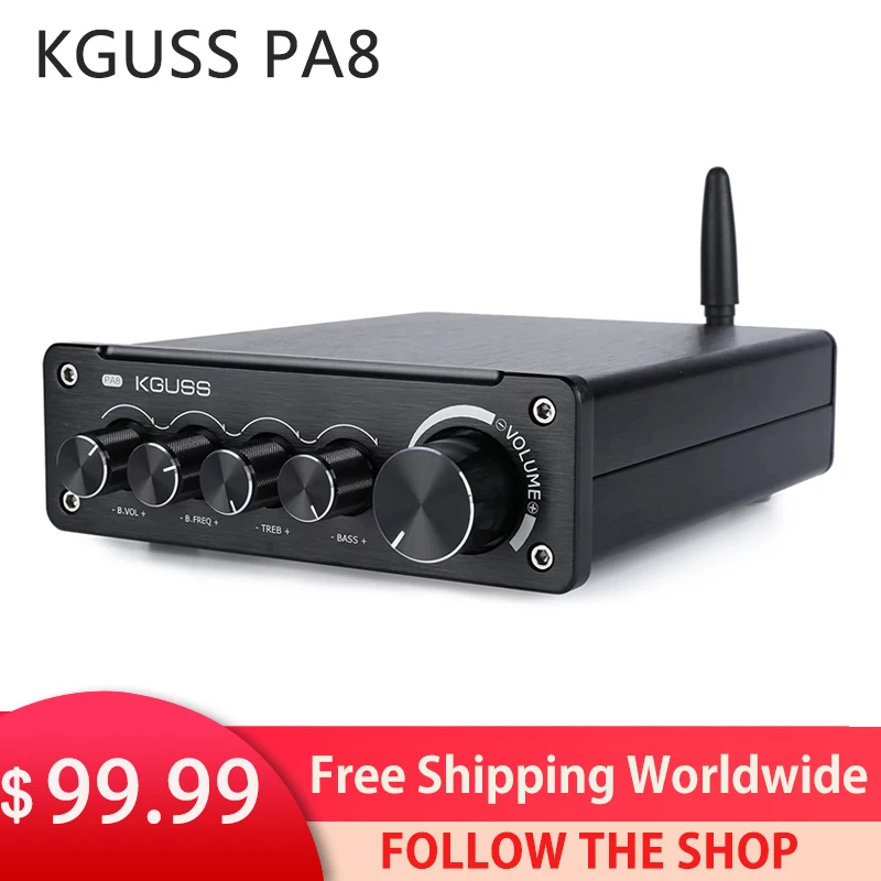 KGUSS PA8 высокомощный 2 1 канальный цифровой усилитель мощности TPA3255 HIFI сабвуфер