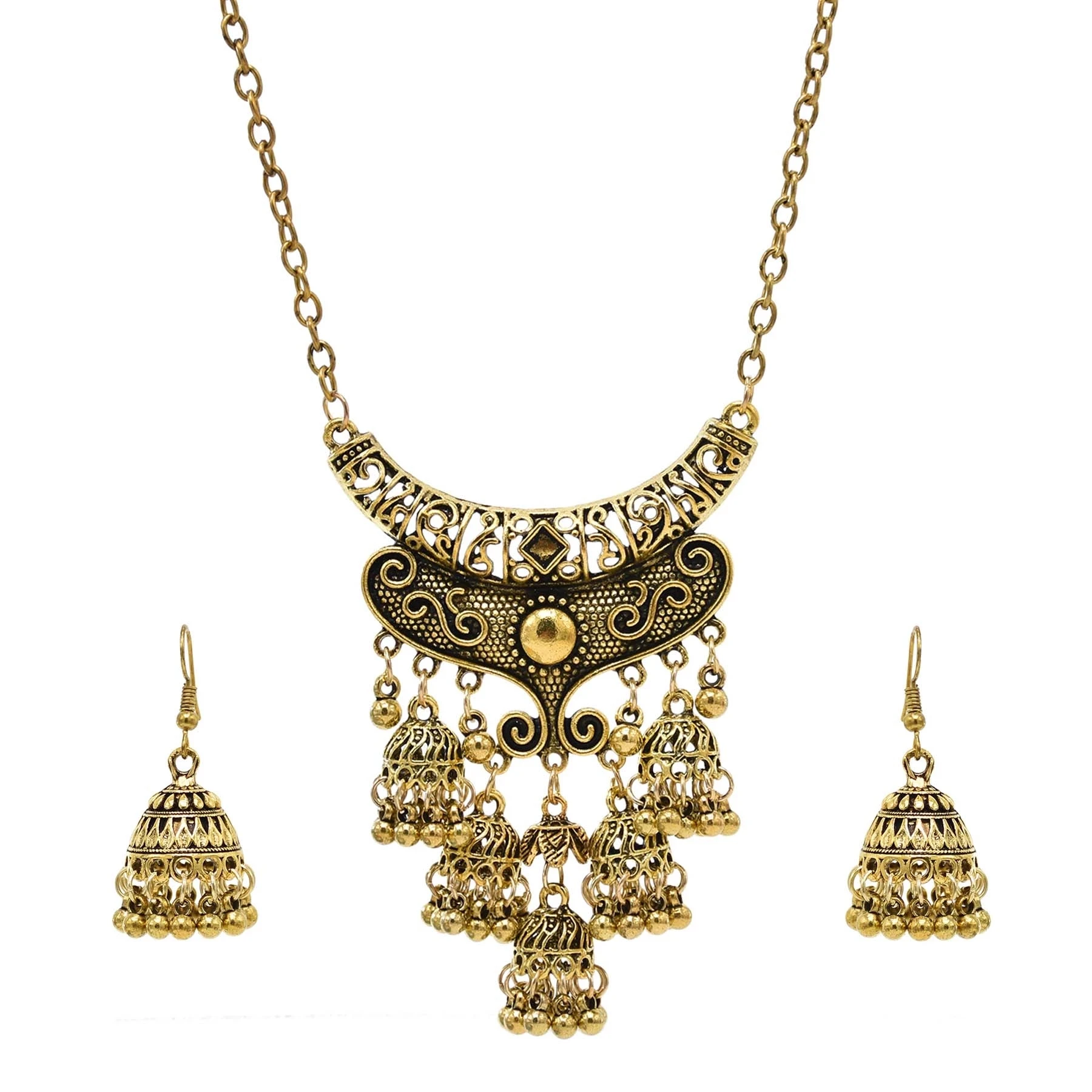 Набор этнических металлических ожерелий и серег тибетские индийские ювелирные