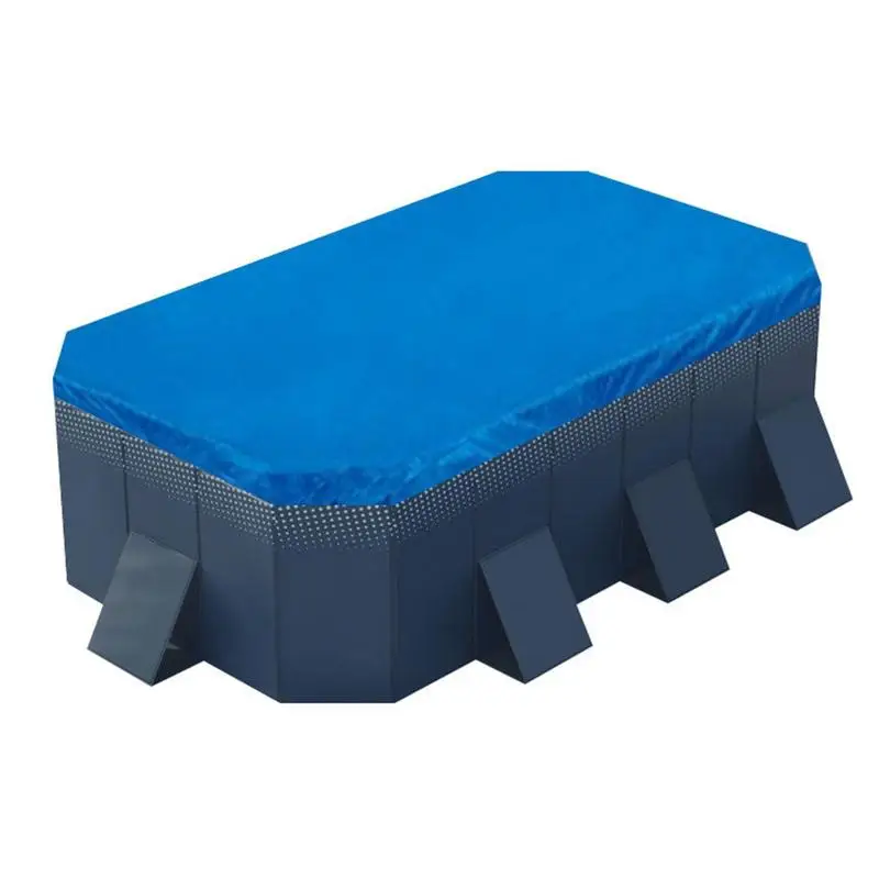 

Blow Up Pool Cover Drawstring Dustproof Waterproof Pool Cover Blue UV Proof Rectangle Cover For Blow Up Pools Swimming Pool