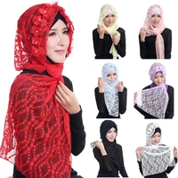 muslim hijab scarf for women hollow out lace inner hijabs 8 pcs125x48cm ur 001