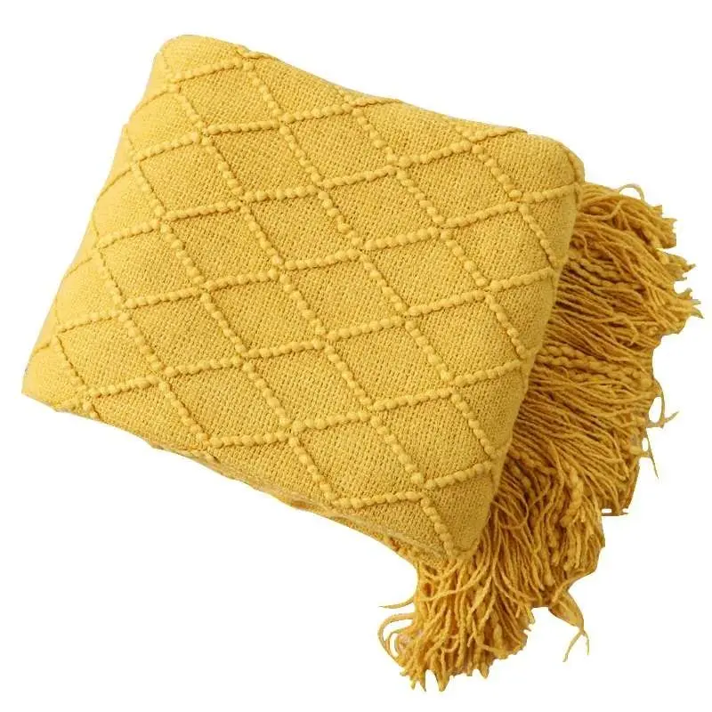 

Nordic retro diamond blanket solid color knitted blanket bed end blanket bed sofa blanket towel blanket