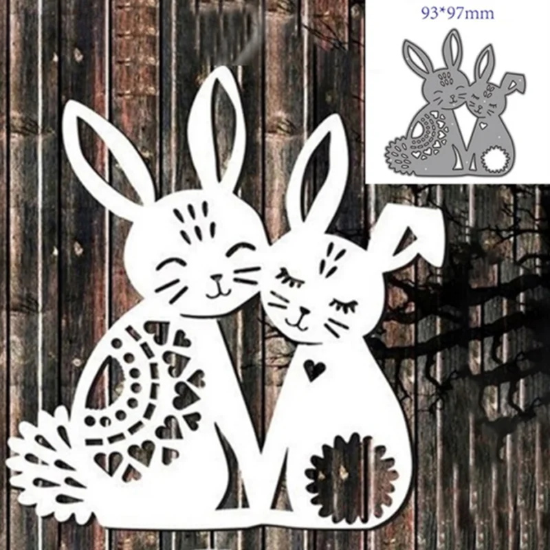 

Два кролика на Пасху металлические Вырубные штампы «сделай сам» вырез для скрапбукинга вырез для свадебной вечеринки ремесло открытка тис...