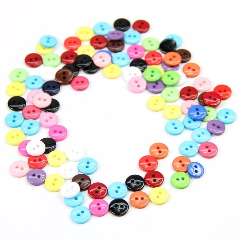 100Pcs 8Mm Mixed Color Round Shape Resin Buttons Sewing Accessories |