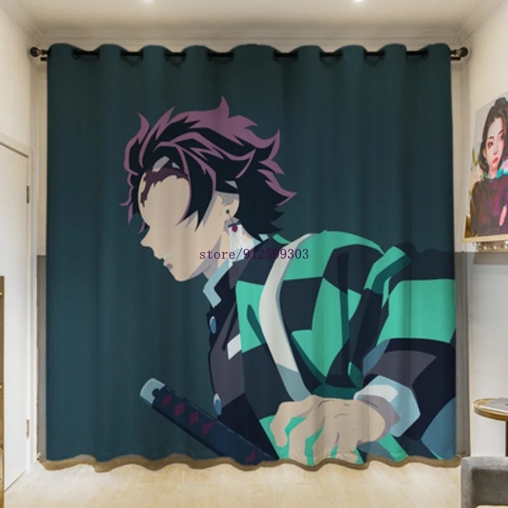 

Customized Anime Devil's Blade Blackout Curtains Cartoon Manga Demon Slayer Window Drapes Decor Custom Curtains Bedroom Boy Gift