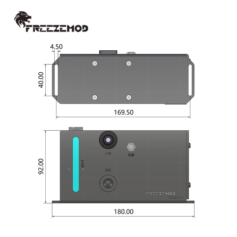 Фото FREEZEMOD 7.2W Насос/радиатор толщиной 27 мм и интегрированный водяной бак, 2.8 метра, расход 420 л/ч, 60 мм вентилятор, 12-24В / SLMZ-X-S №2