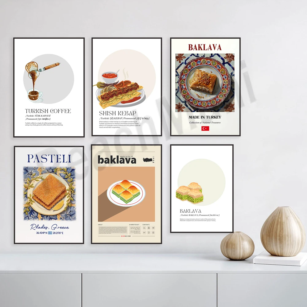 Турецкая еда фисташковая баклава турецкий чай кофе украшение кондитерской