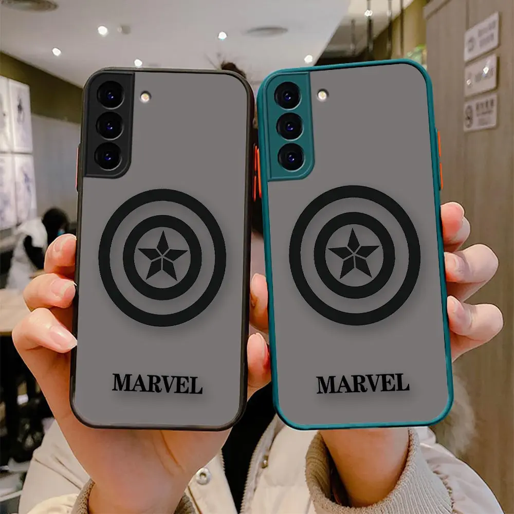 

Matte S23 Case For Samsung Note 20 10 S23 S22 S21 S20 S10 Funda S10E S9 S8 Plus Lite Ultra 5G Case Para Cover Marvel Heros Logo