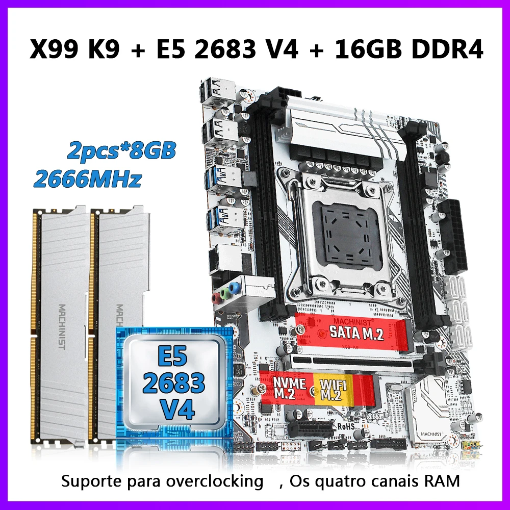

MACHINIST X99 LGA 2011-3 комплект материнской платы comboKit с процессором Xeon E5 2683 V4 16 Гб (2 шт. * 8 ГБ) DDR4 оперативная память NVME M.2