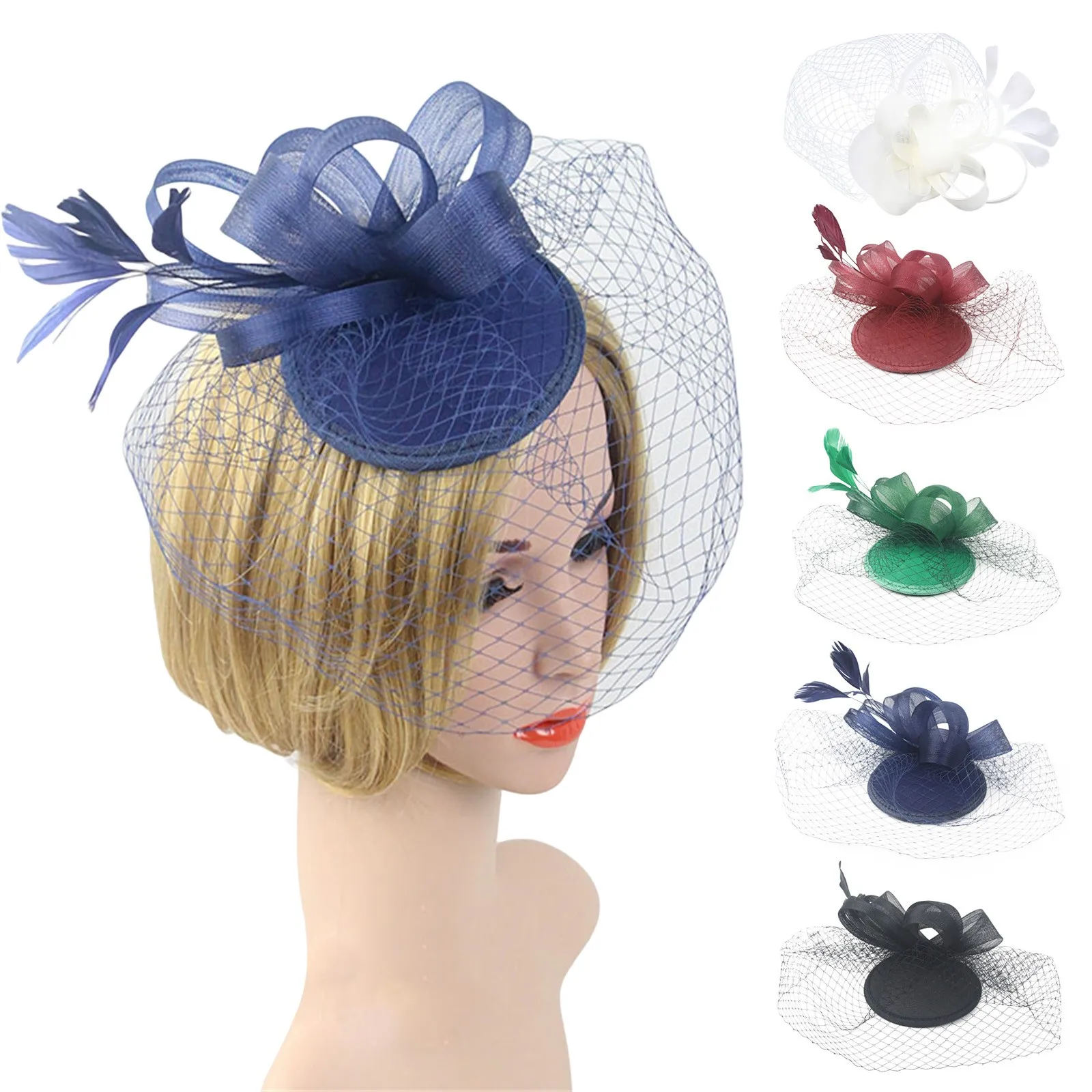 

2023, Вуалетка, женская шляпа с цветами, перьями, сеткой