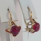 Винтажные модные ромбовидные лепестки золотого цвета Висячие серьги простые красные драгоценные камни металлические серьги с крючком для женщин Свадебные украшения подарок