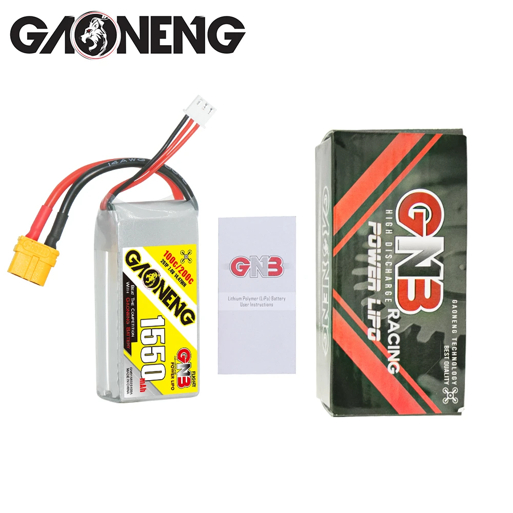 Аккумулятор Gaoneng GNB 1550 мАч 7 4 В 100C 2S1P Lipo с разъемом XT60 для радиоуправляемого
