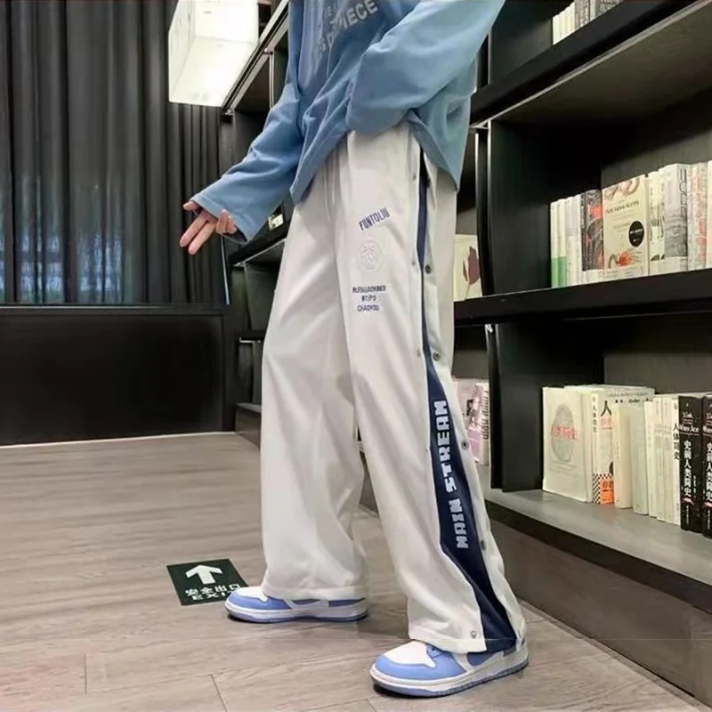 

American Pants Men's Patchwork Loose Casual Trousers Autumn Hip Hop Fashion Sweatpants
