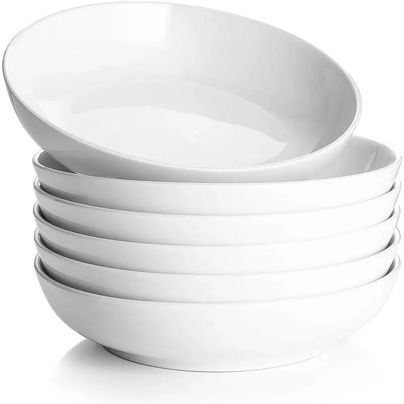 

Pasta Bowls 30oz, Large Salad Serving Bowls, White Pasta Bowl Set of 6, Ceramic Soup Bowls, Wide & Shallow, & Dishwasher Safe