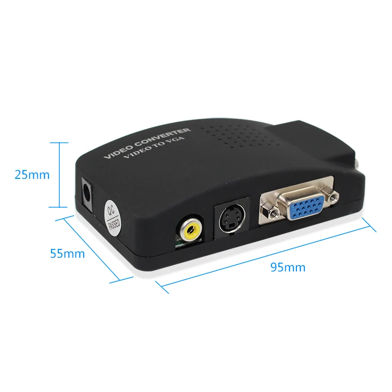 Video to VGA Converter with S-Video AV In Out Switch Mini Box for PC Laptop LCD TV Monitor CCTV Camera DVD Player | Безопасность и