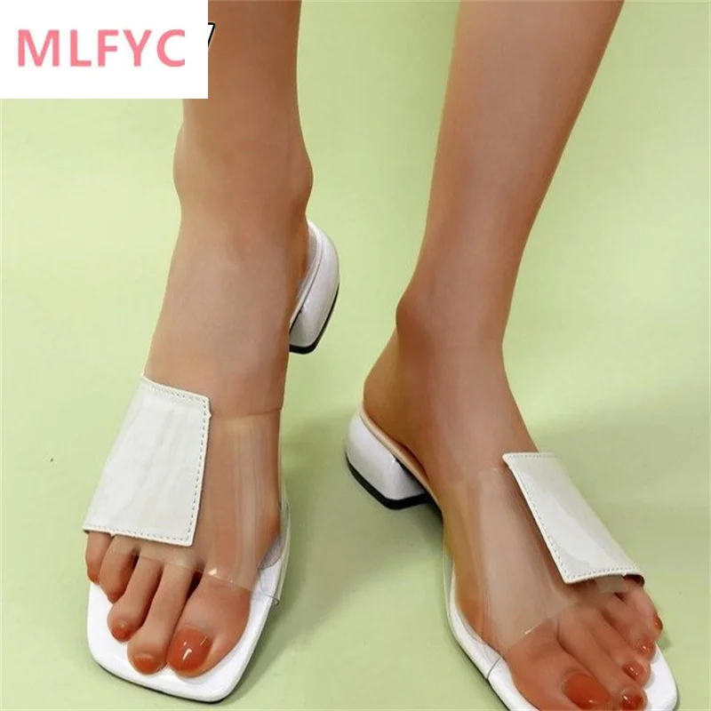 

Slippers women wear 202 new spring and summer square toe simple sandals and slippers women with one-line women's shoes