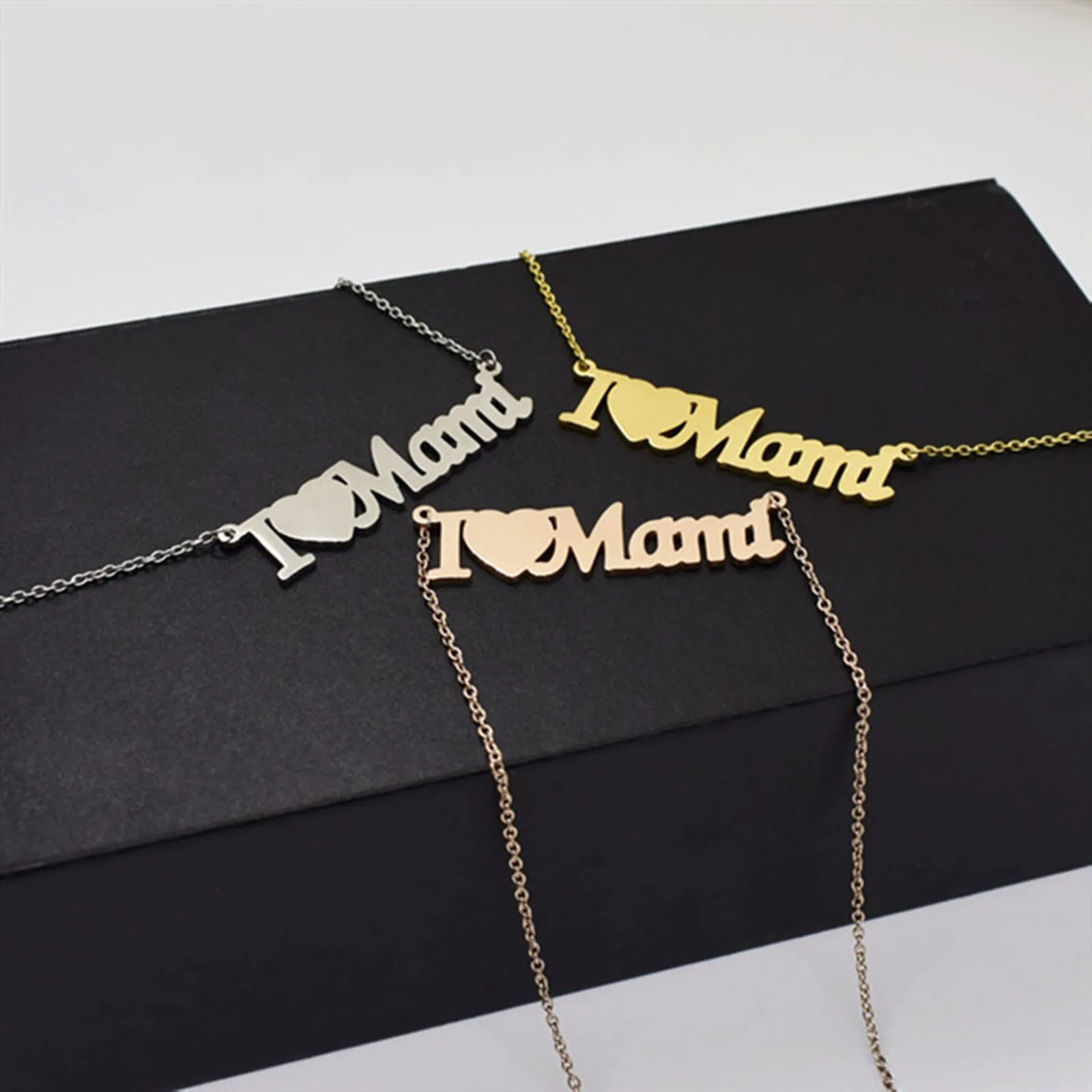 Ожерелье на День Матери DoreenBeads 304 из нержавеющей стали кулон I Love Mom длиной 40 см (15 6/8