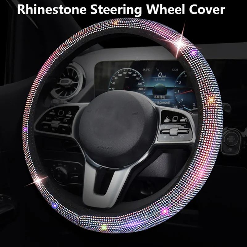 

Universal Crystal Diamond Car Steering Wheel Cover Elastic Band Shiny Bling Decorative Wheel Cover Car Inner Styling Decoration