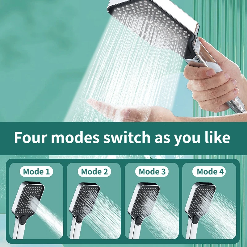 

Large Shower Head 4 Modes High Pressure Water-saving Shower Head Holder Hose Set Bathroom Rain Shower Accessories Showerhead
