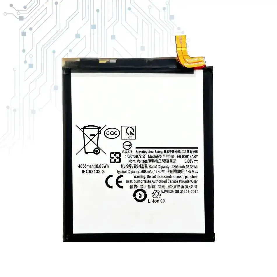 Фото Аккумулятор для мобильного телефона Samsung Galaxy S23 Ultra S23ultra SM-S918 5G SM-S918U N DS, премиум-класса, замена EB-BS918ABY, 5000 мАч №4