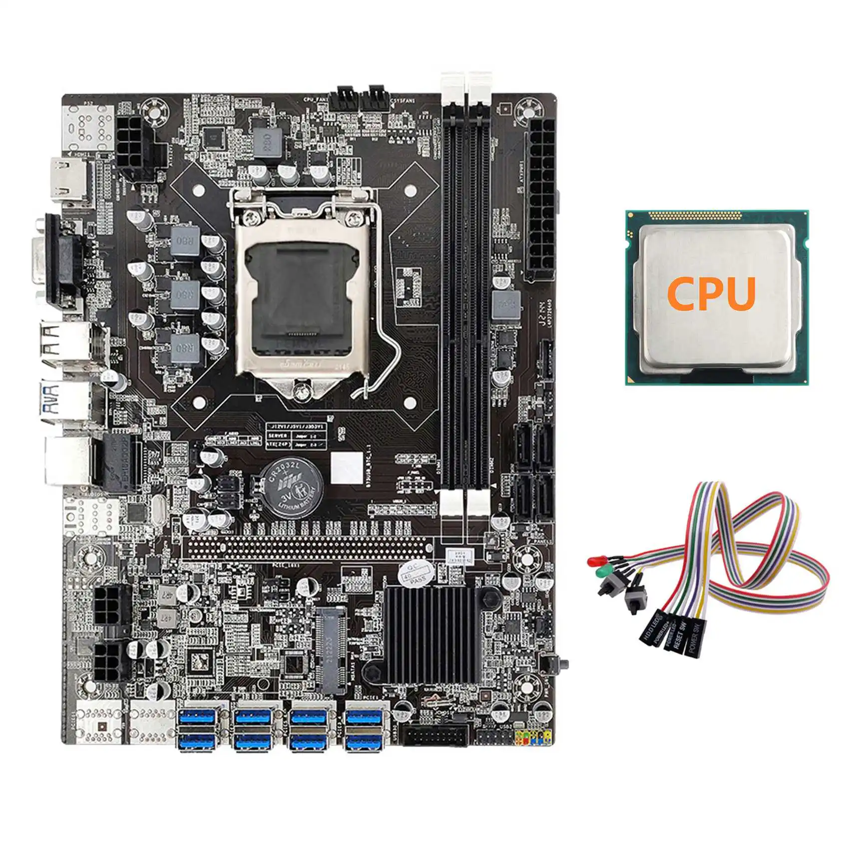 

Материнская плата B75 ETH 8XPCIE на USB + случайный ЦП + двойной кабель переключения светильник кой LGA1155 DDR3 B75 USB материнская плата для майнинга