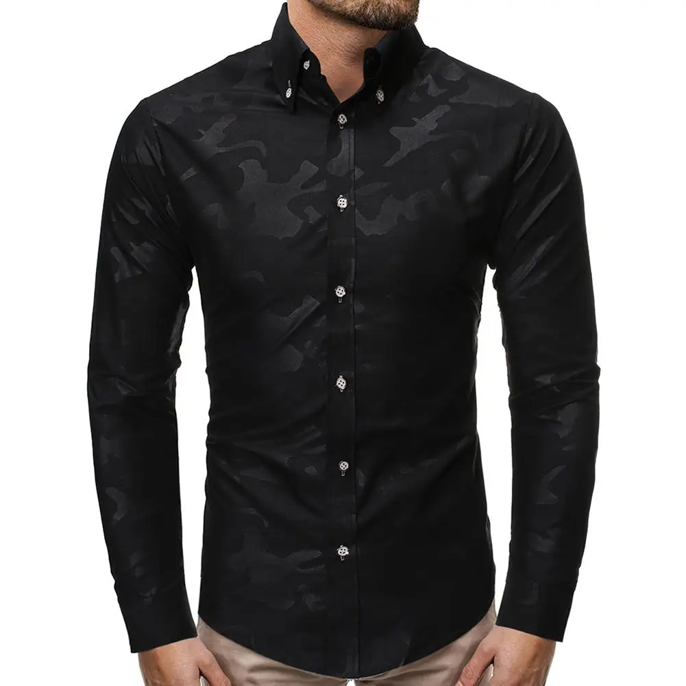

New Arrival Autumn Shirts Men European Cotton Lapel Male Splicing Printing Long Sleeves Comfortable Business Blouses Tops