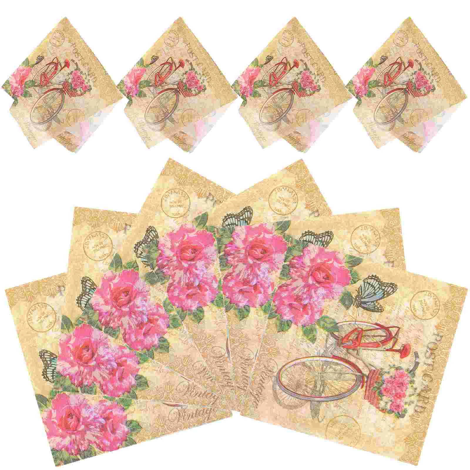 

40 Sheets Tissue Papertowels Delicate Party Napkin Printing Wedding Natural Decorative 100% Pure Wood Pulp Practical Napkins