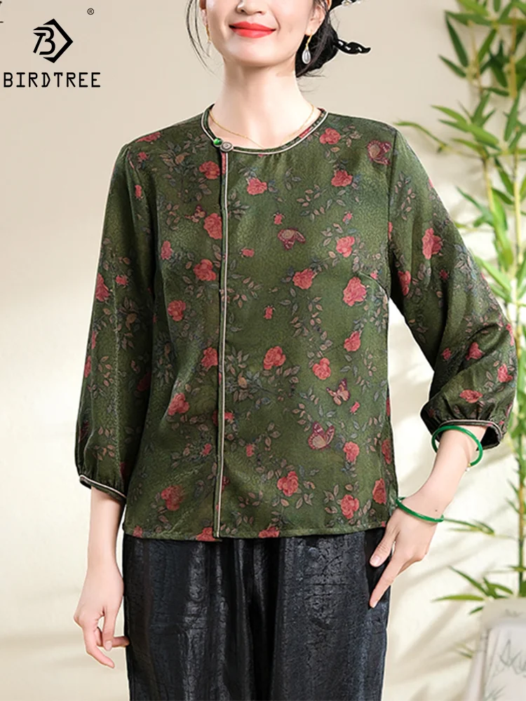 Поливальная Марля BirdTree рубашки из 100% натурального шелка женские цветочные с