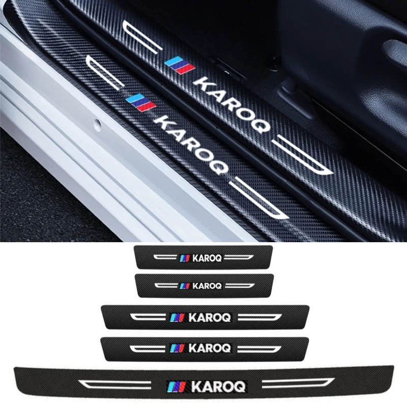 

5Pcs Car Stickers Door Threshold Strip Anti Scratch Tape Decals for Skoda Karoq Rapid Octavia Fabia Laura Superb 2 3 VRS Kodiaq