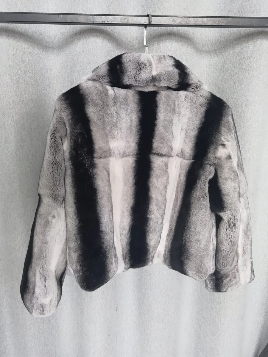 Real Rex Rabbit Fur Coat Women Winter Parka Natural Fur Jacket Fashion Outerwear Brand Luxury Streetwear Thick Warm