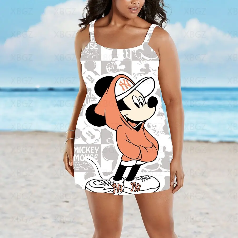 Summer Dresses Woman 2022 Sleeveless Plus Size Outfits Women's Free Shipping Cartoon Boho Sexy Sling Print Disney 9XL Mickey Hot