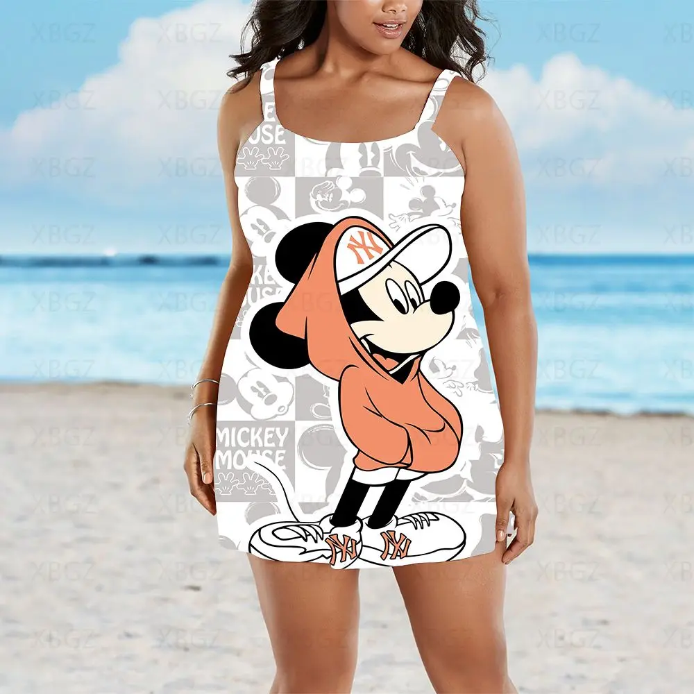 

Summer Dresses Woman 2022 Sleeveless Plus Size Outfits Women's Free Shipping Cartoon Boho Sexy Sling Print Disney 9XL Mickey Hot