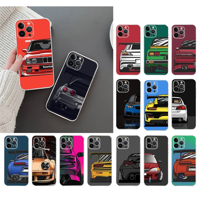 

Japan JDM Sport Car Phone Case For iphone 14 13 12 11 Pro Max XS XR X 12mini 14 Plus 7 8 SE Mobile Phone Case Funda