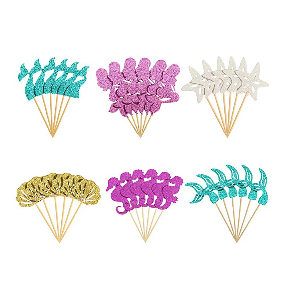 

36pcs Mermaid Cake Picks Mermaid Cake Decorations Glitter Cupcake Toppers Mermaid Cupcake Toppers Mermaid Cupcake Decorations