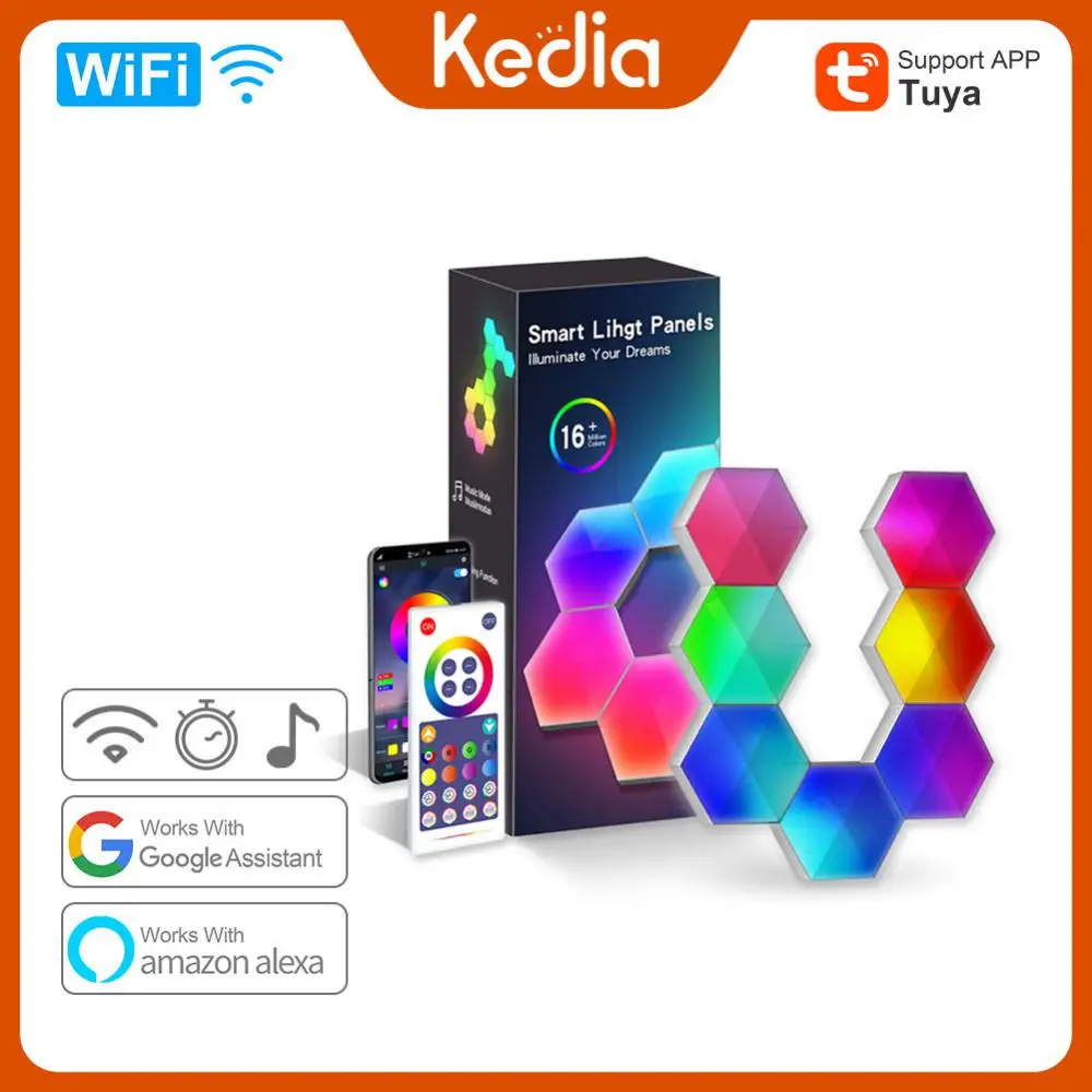 

Smart Light Panels Multi-color Wifi Support Google Home Alxe For Computer Game Room Bedroom Hot Rgbic Led Light Decoration New