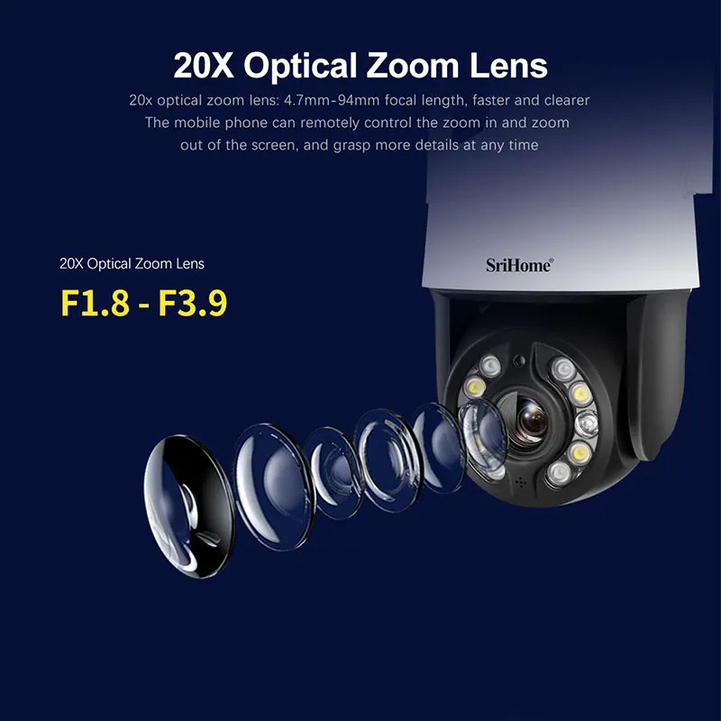 Купить Sricam 5.0MP 20X оптический зум, стандартная Wi-Fi IP-камера, наружная IP66 Водонепроницаемая Onvif защита безопасности, система видеонаблюдения CCTV