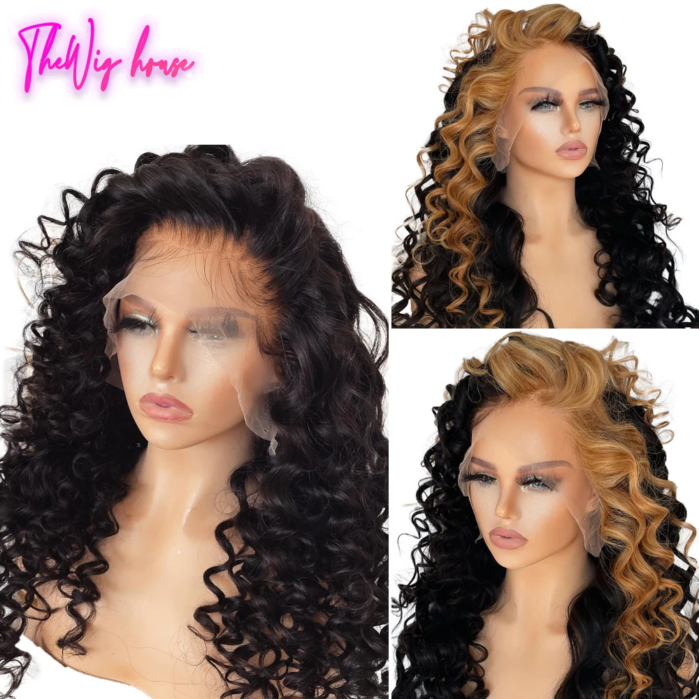 Indian Remy Hair 4x4 Lace Closure Wig Side Part Natural Hairline Deep Wave Curly 13x4 Lace Front Human Hair Wigs For Black Women