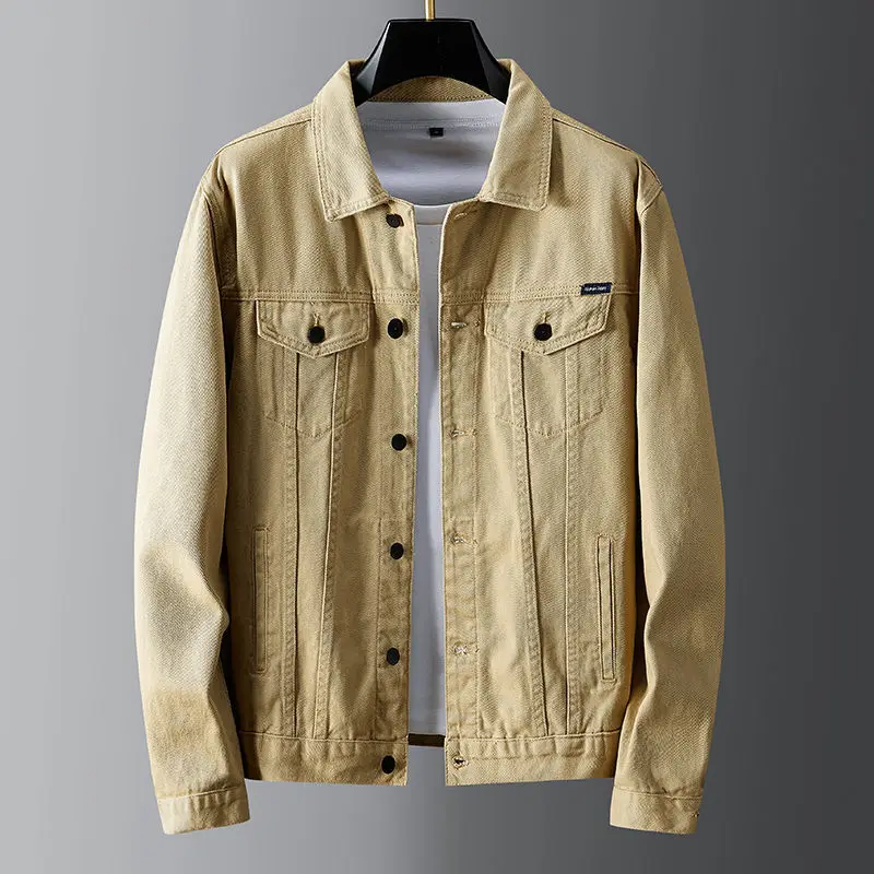 2022 Spring and Autumn New Denim Jacket, Solid Color, Versatile, Casual, Simple, Fashionable, Handsome, Square Neck Jacket,
