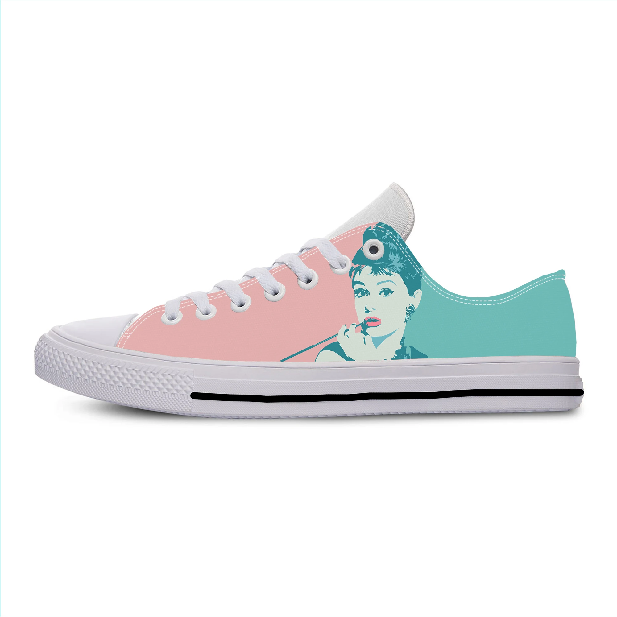 

Movie Star Audrey Hepburn Cartoon Cute Fashion Casual Cloth Shoes High Top Breathable Lightweight 3D Print Men Women Sneakers